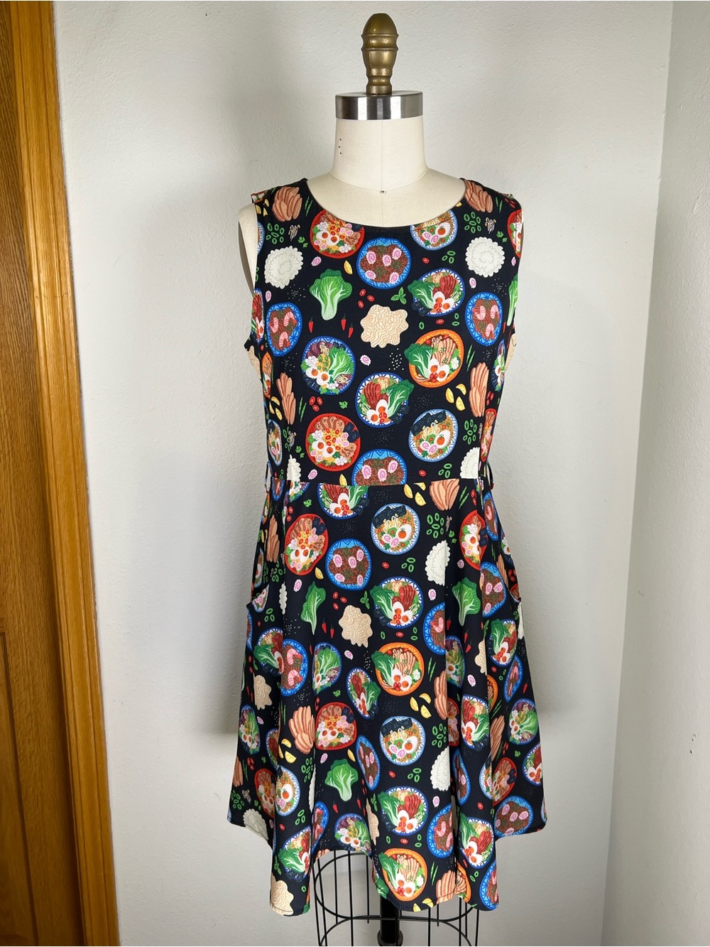 LA Soul Ramen Print Sleeveless Fit & Flare Dress Size M
